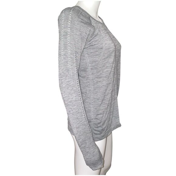 Athleta Foothill Seamless Long Sleeve Heathered Gray Women’s Athletic Top Size M - Picture 3 of 11